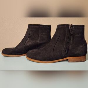 Franco Sarto Kelvin Black Suede Zipper Ankle Boots Womens 9.5
